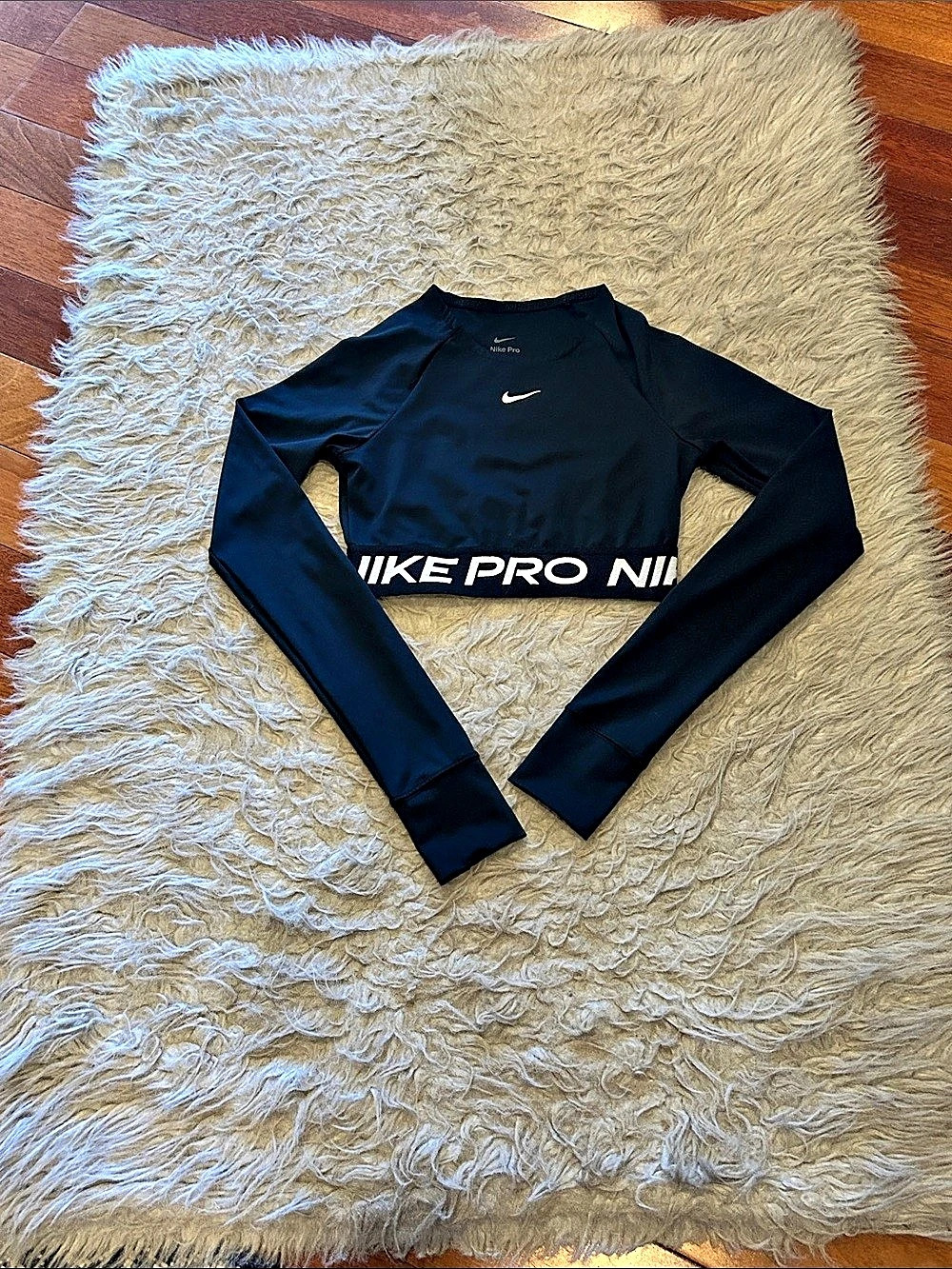 Nike Pro Dri-FIT Long Sleeve Crop Top Black XS Like New
